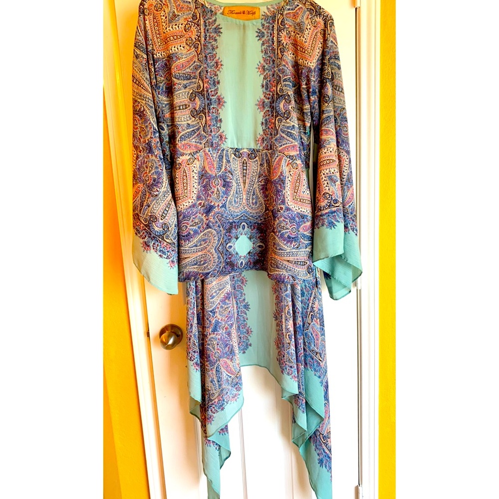 Silk tunic with side long panels